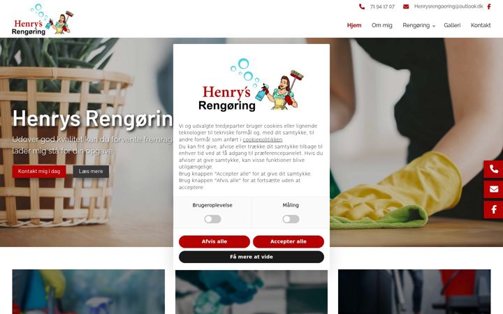 Screenshot of henrysrengoering.dk