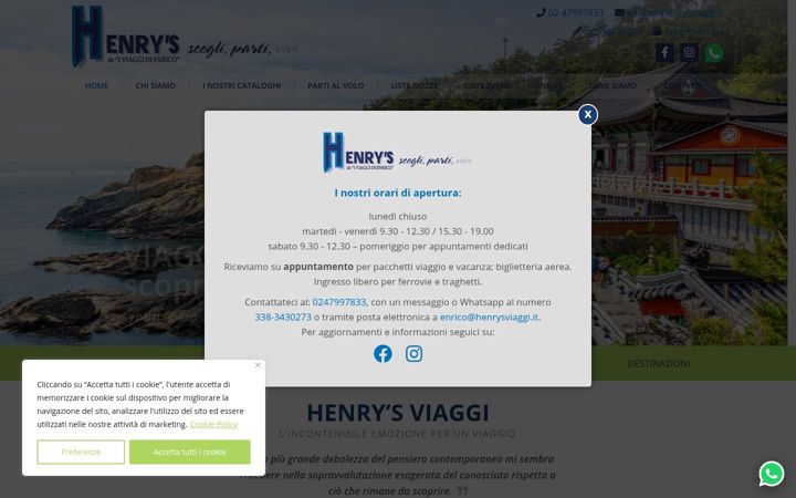Screenshot of henrysviaggi.it