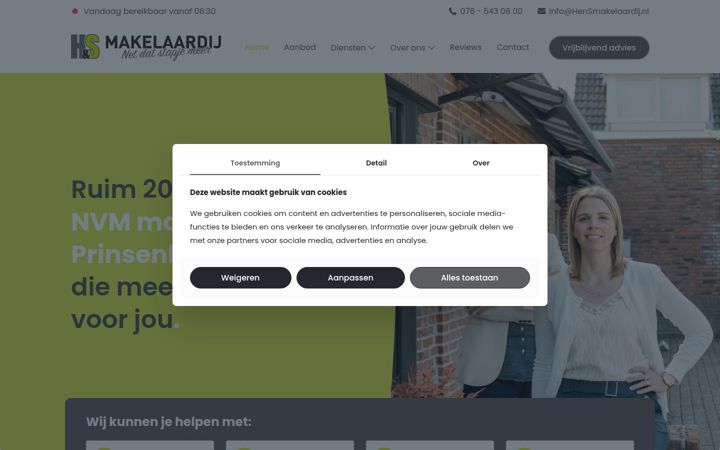 Screenshot of hensmakelaardij.nl