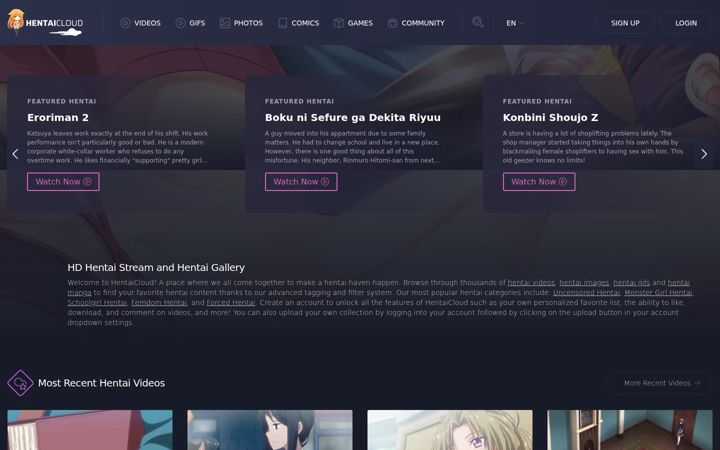 Screenshot of hentaicloud.com