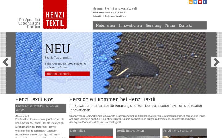 Screenshot of henzi-textil.com