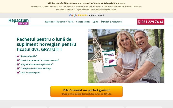 Screenshot ta' hepactumgratis.ro