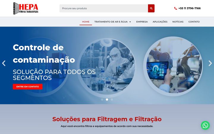 Screenshot of hepafiltros.com.br