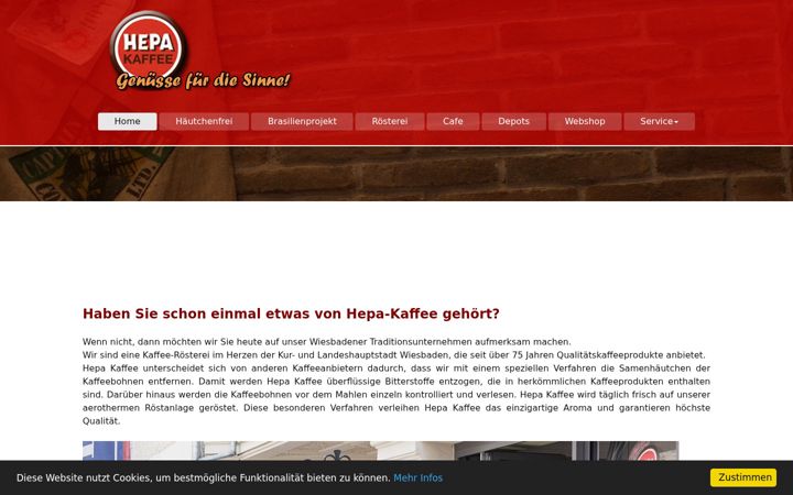 Screenshot of hepakaffee.de