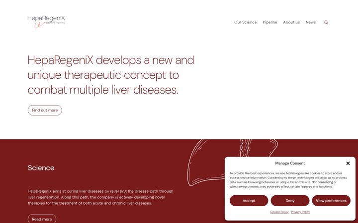 Screenshot of heparegenix.com