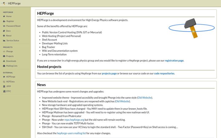 Screenshot of hepforge.org