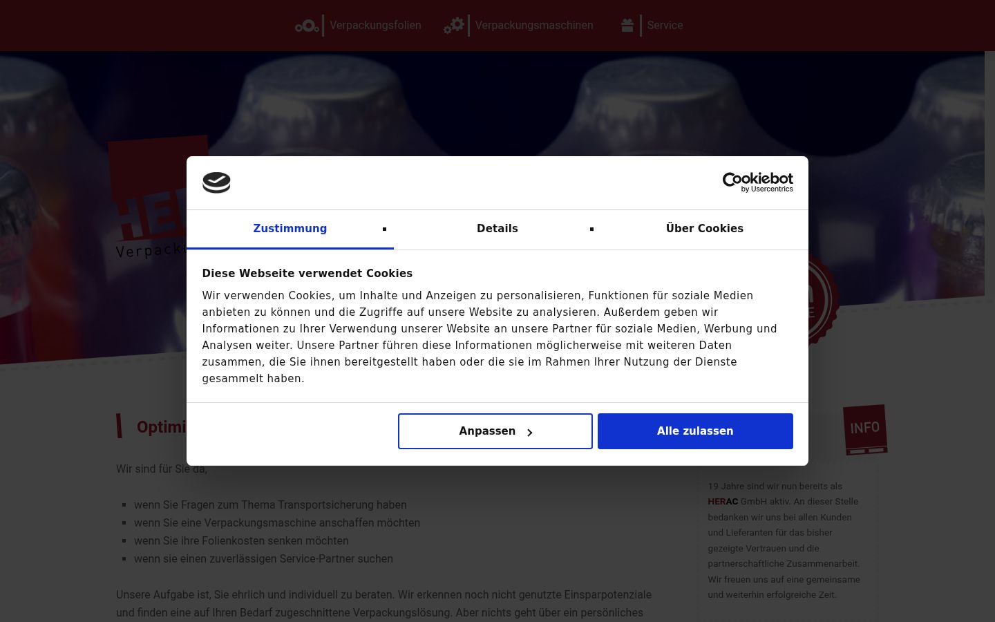 Skjermbilde av samtykkebanneret slik det vises før noen interaksjon