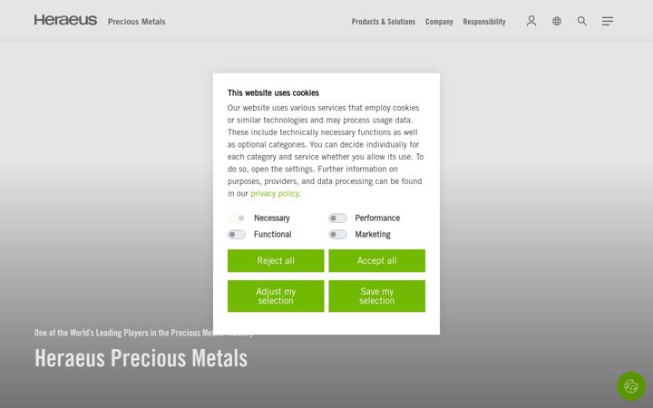 Screenshot of heraeus-precious-metals.com