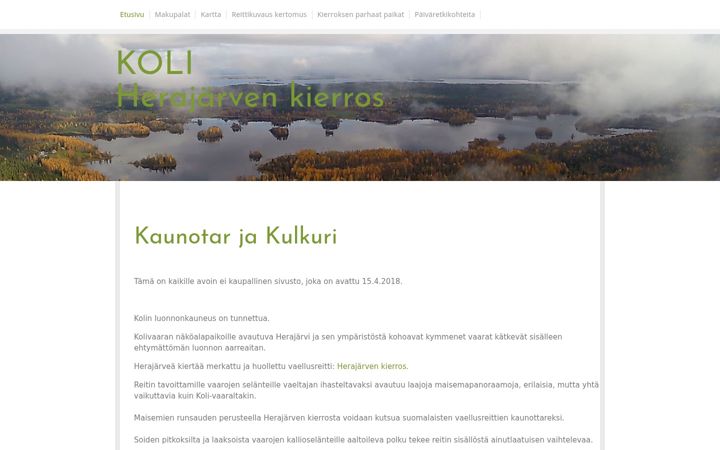 Screenshot of herajarvenkierros.fi