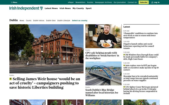 Screenshot of herald.ie