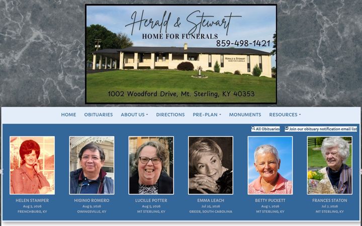Screenshot of heraldandstewart.com