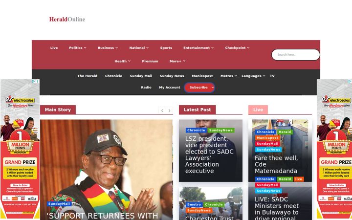 Screenshot of heraldonline.co.zw