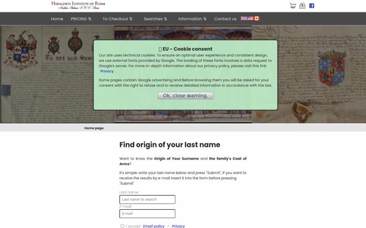 Screenshot of heraldrysinstitute.com