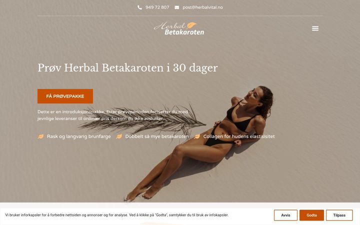 Screenshot of herbal-betakaroten.no