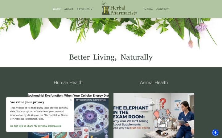 Screenshot of herbalpharmacist.com