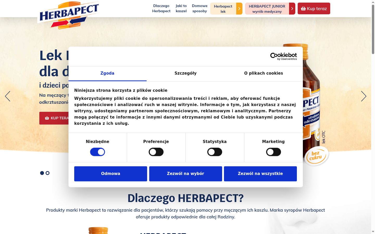 Screenshot del banner di consenso mostrato prima di qualsiasi interazione
