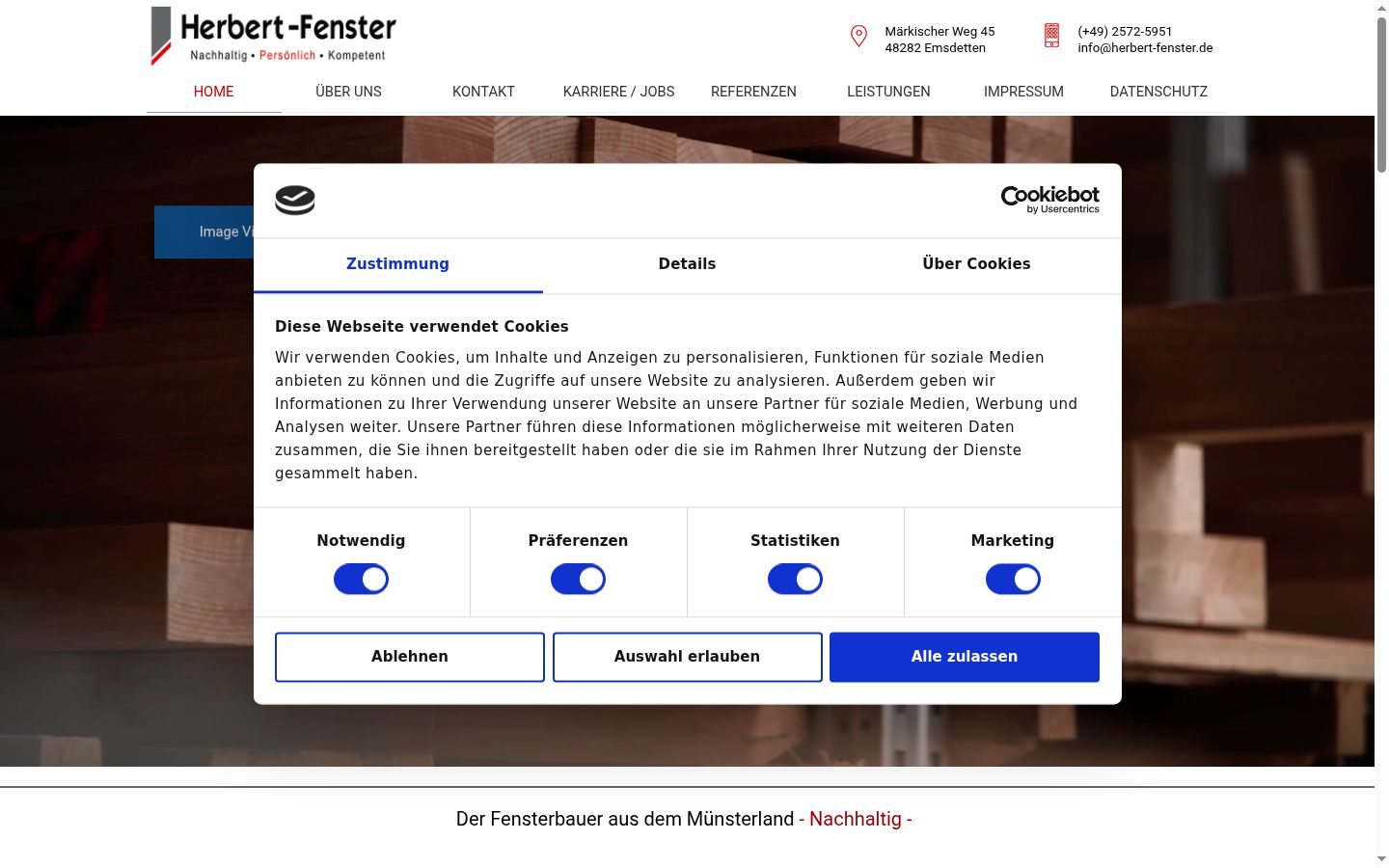 Screenshot del banner di consenso mostrato prima di qualsiasi interazione