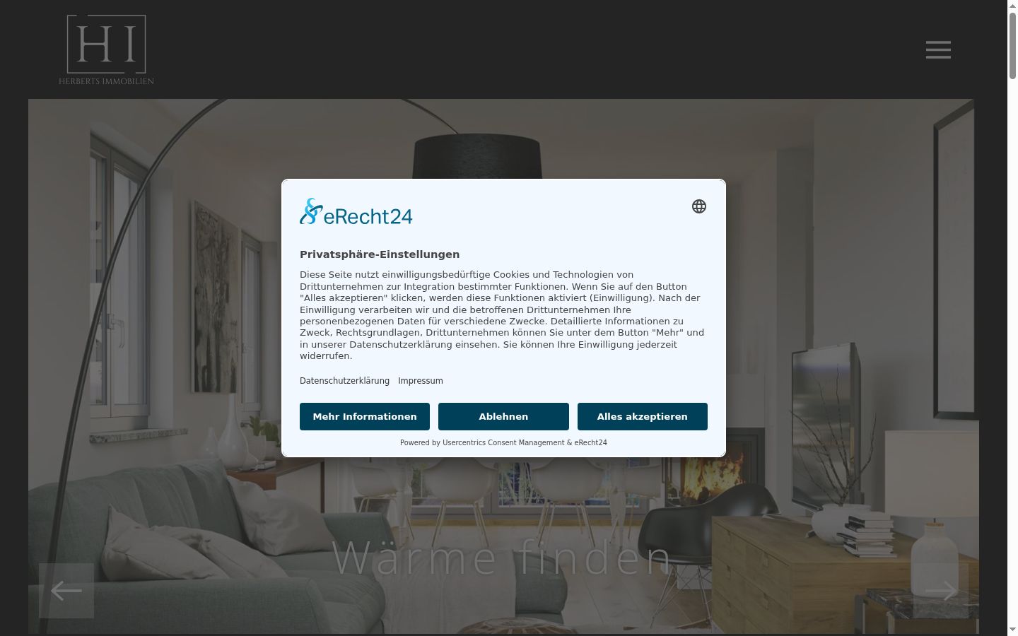 Screenshot of the consent banner shown before any interaction