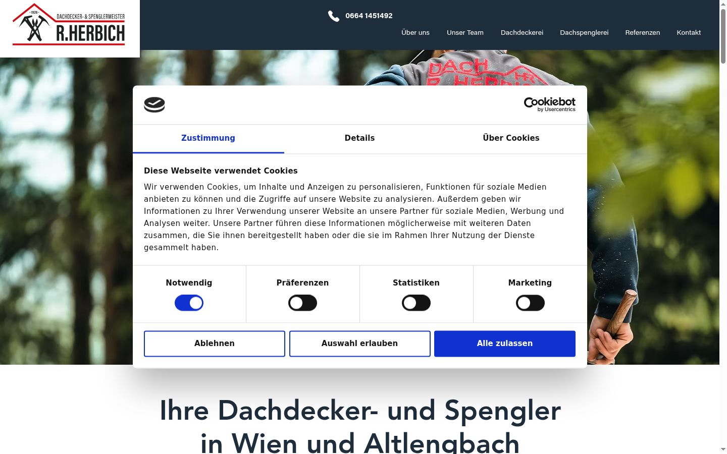 Screenshot van de toestemmingsbanner zoals getoond vóór enige interactie