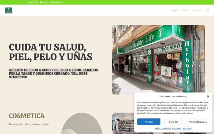Screenshot of herbolariopalmahealthylife.com
