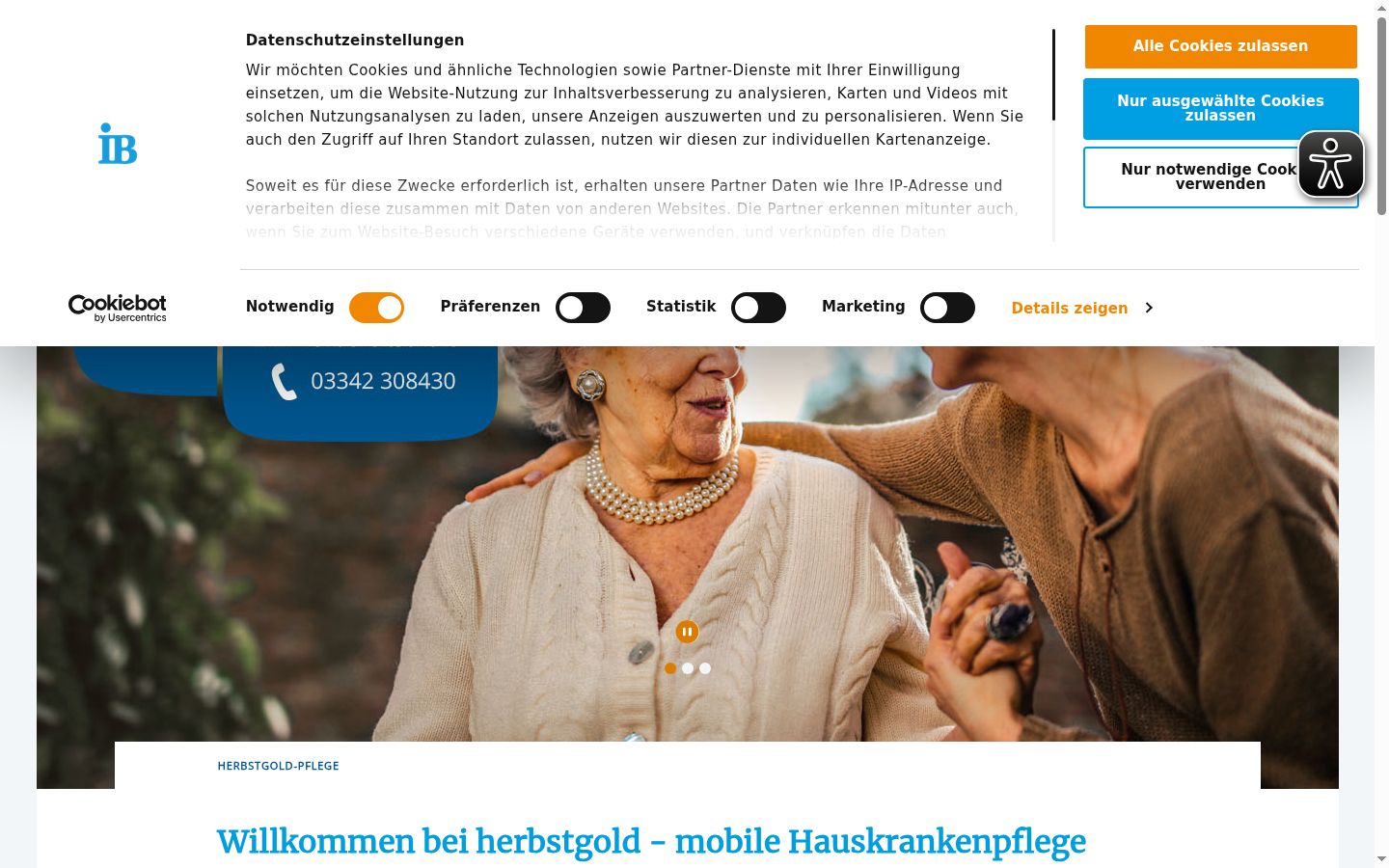 Screenshot del banner di consenso mostrato prima di qualsiasi interazione