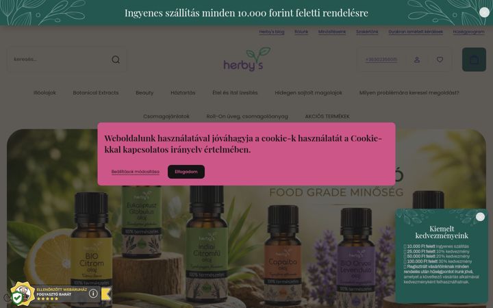 Screenshot of herbys.hu