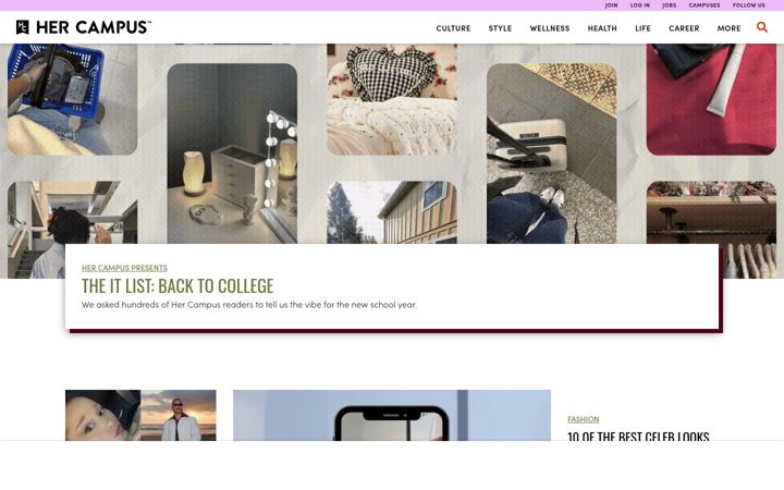 Screenshot ta' hercampus.com