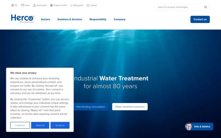 Screenshot of hercowater.com