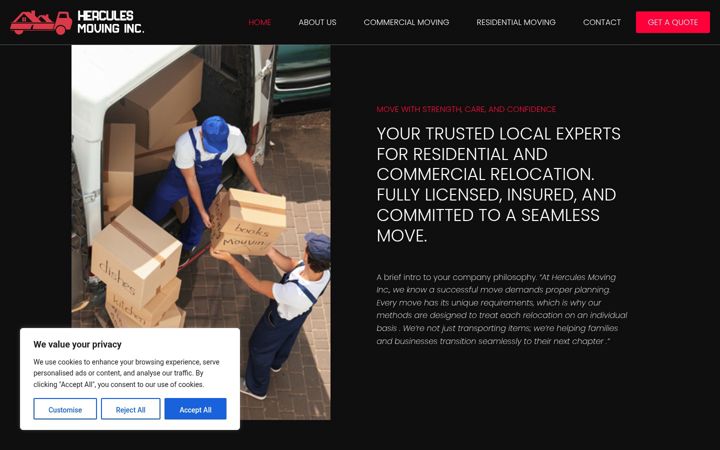 Screenshot of herculesmovinginc.com