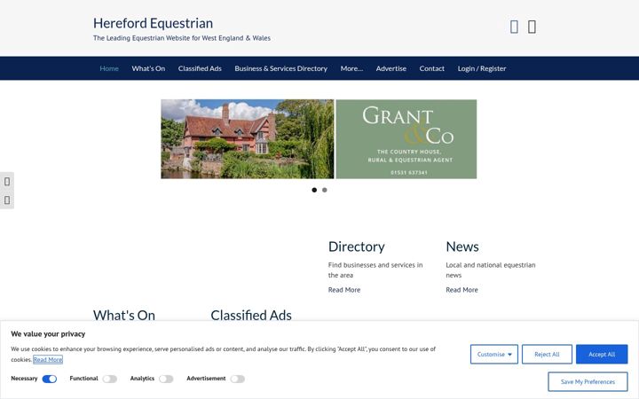Screenshot of herefordequestrian.co.uk