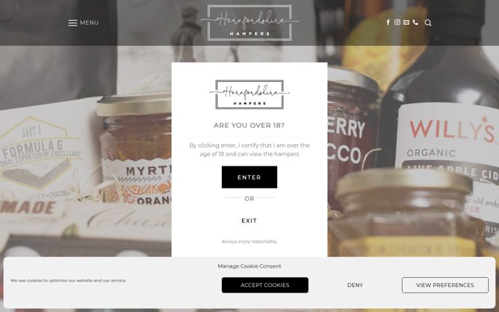Screenshot of herefordshirehampers.co.uk