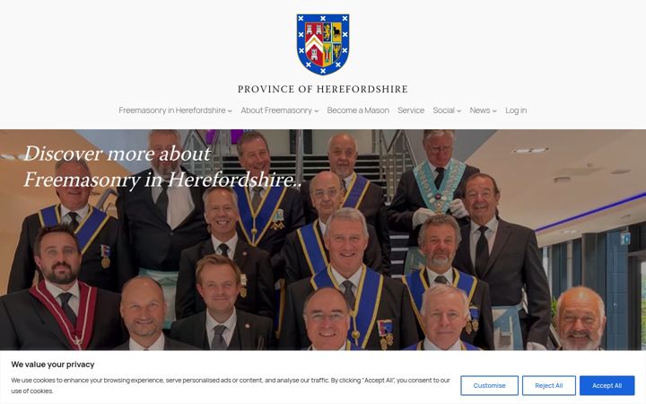Screenshot of herefordshiremasons.org.uk