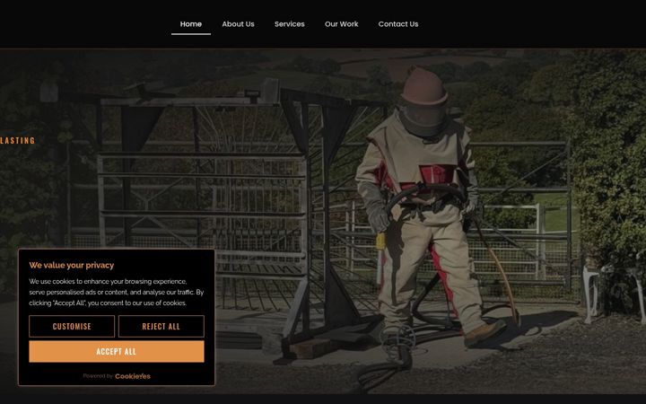 Screenshot of herefordshiresandblasting.co.uk