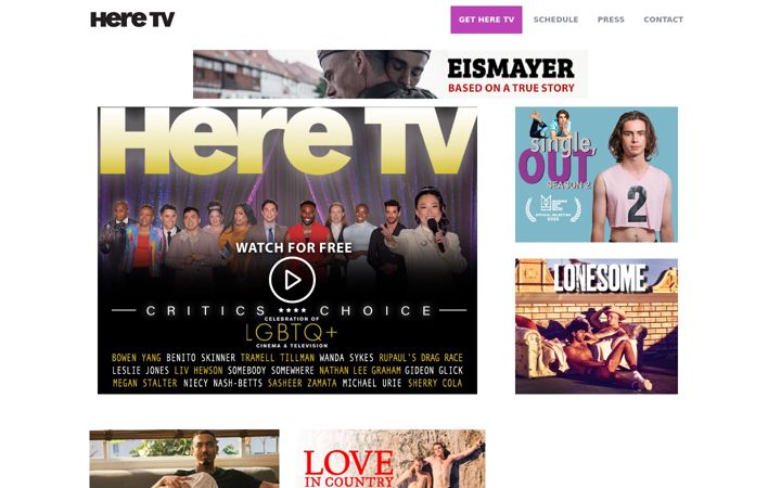 Screenshot of heretv.com
