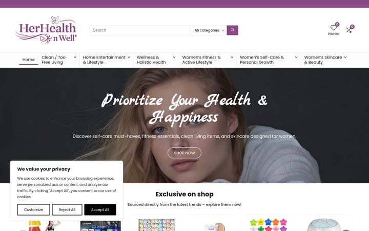 Screenshot of herhealthnwell.com