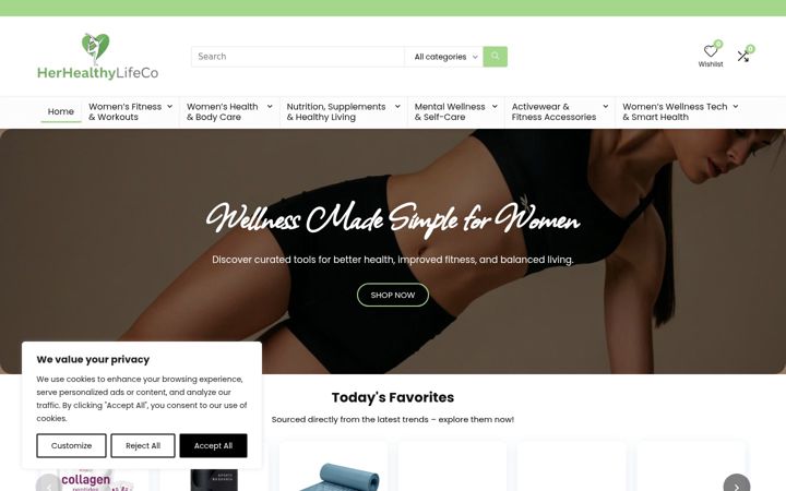 Screenshot of herhealthylifeco.com