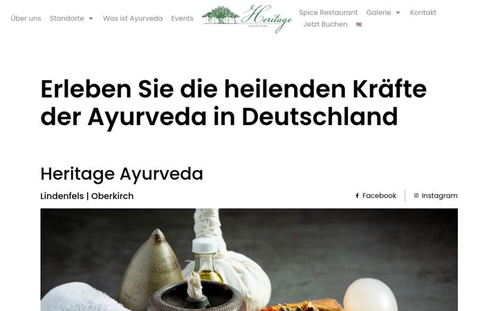 Screenshot of heritageayurveda.de