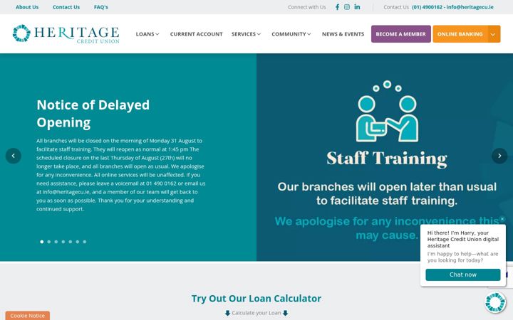 Screenshot of heritagecu.ie