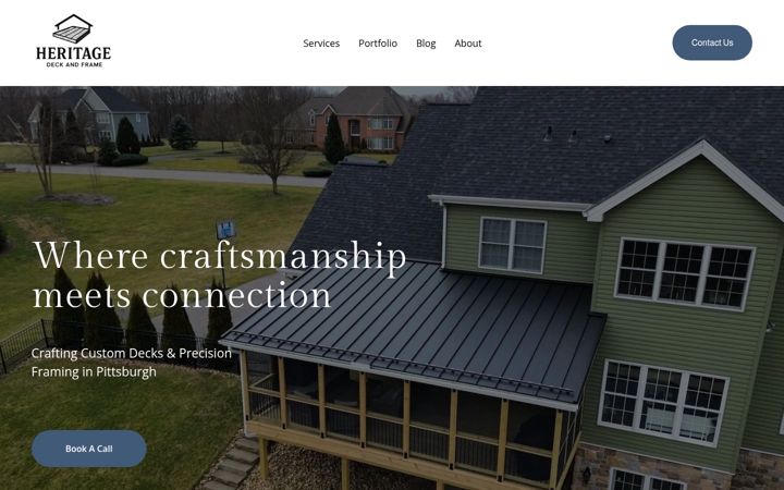 Screenshot of heritagedeckandframe.com