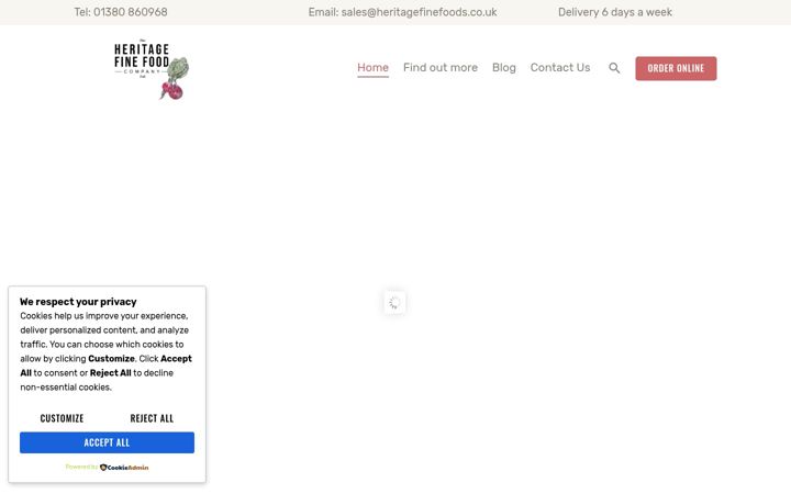 Screenshot of heritagefinefoods.co.uk