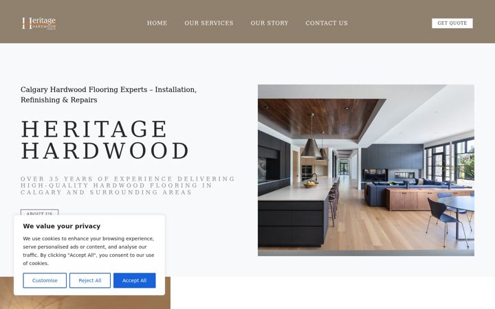 Screenshot of heritagehardwood.ca