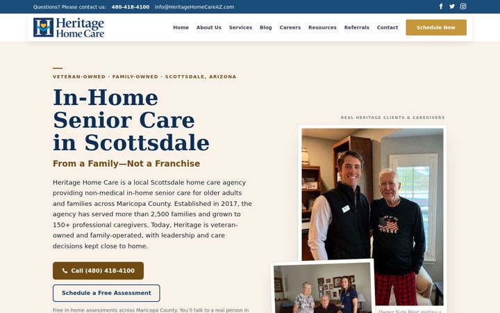 Screenshot of heritagehomecareaz.com