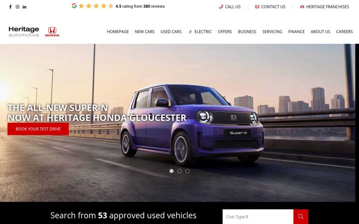 Screenshot of heritagehonda.co.uk