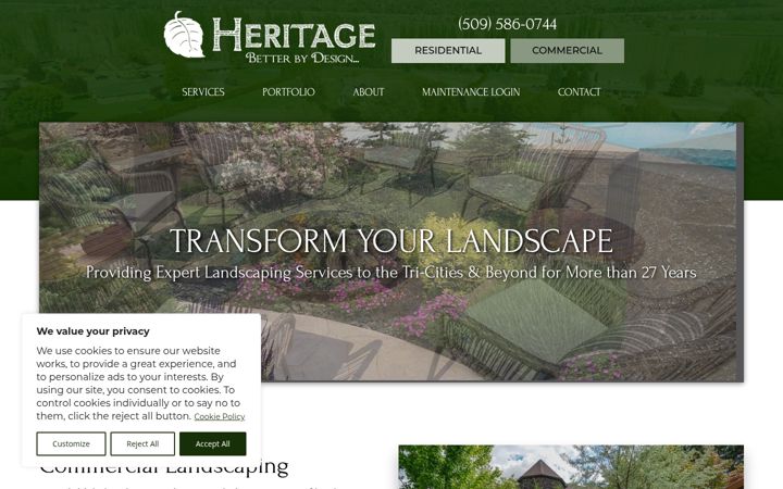 Screenshot of heritagelandscaping.com