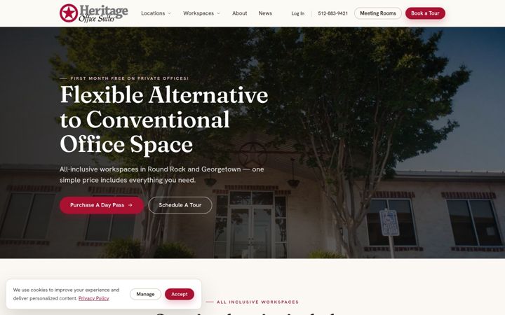 Screenshot of heritageofficesuites.com