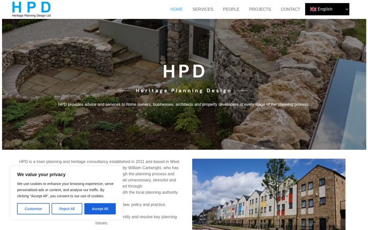 Screenshot of heritageplanningdesign.co.uk