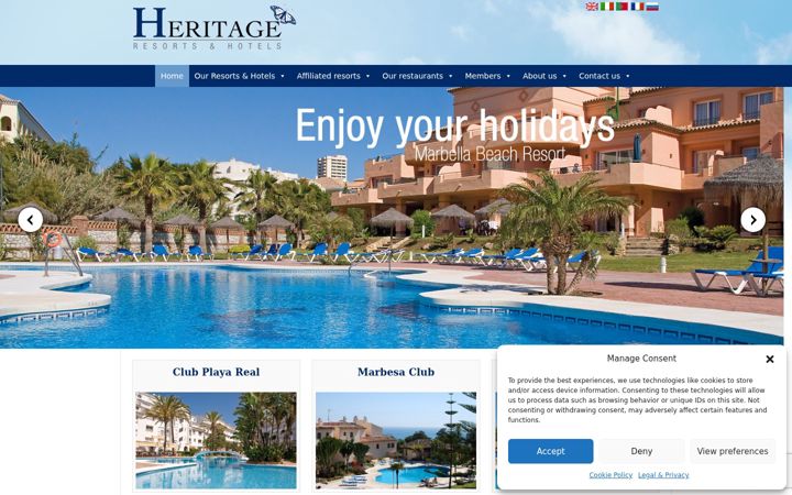 Screenshot of heritageresorts.com