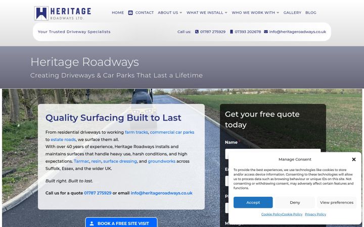 Screenshot of heritageroadways.co.uk