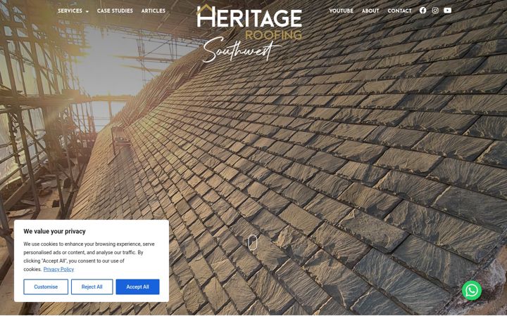 Screenshot of heritageroofingsouthwest.com