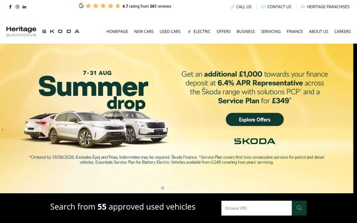 Screenshot of heritageskoda.co.uk